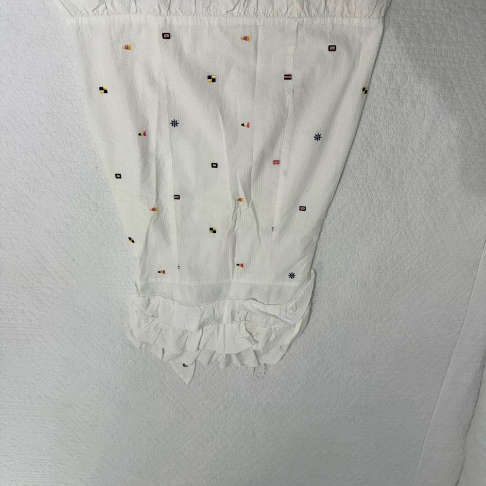 White Blouse with Colorful Embroidery